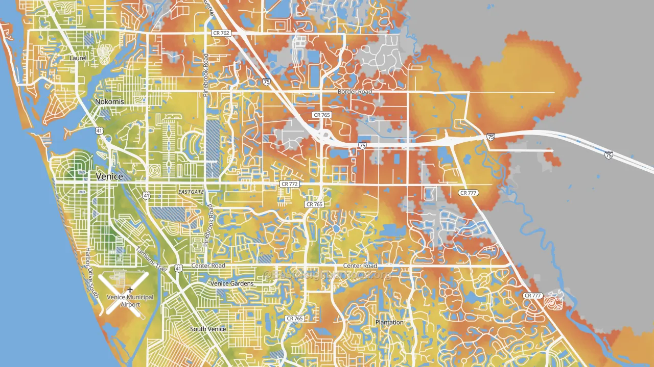 Bike Grade map of 34292, FL