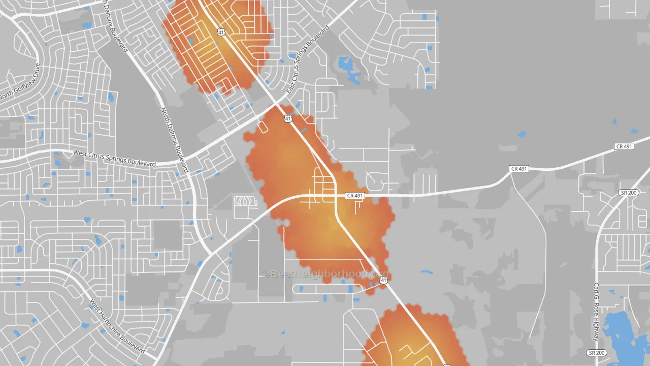 Bike Grade map of 34445, FL