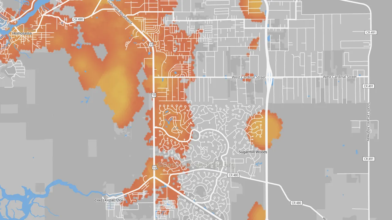 Bike Grade map of 34446, FL