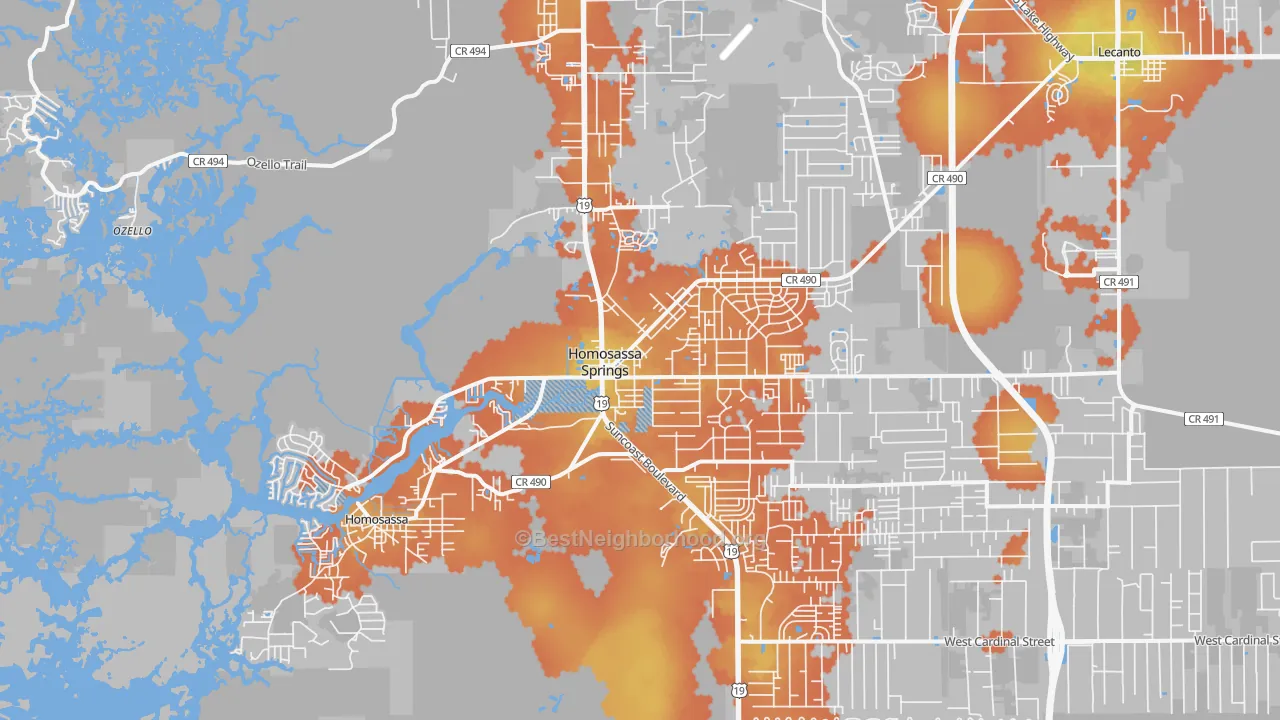 Bike Grade map of 34448, FL