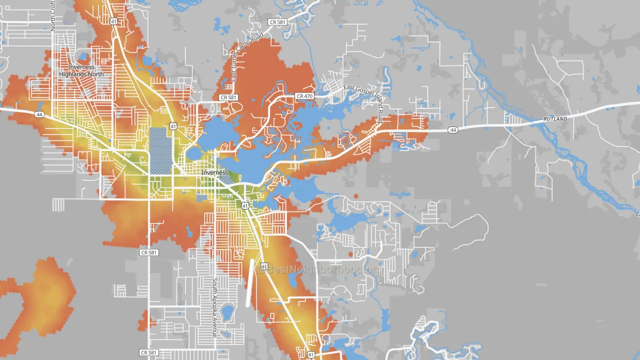 Bike Grade map of 34450, FL