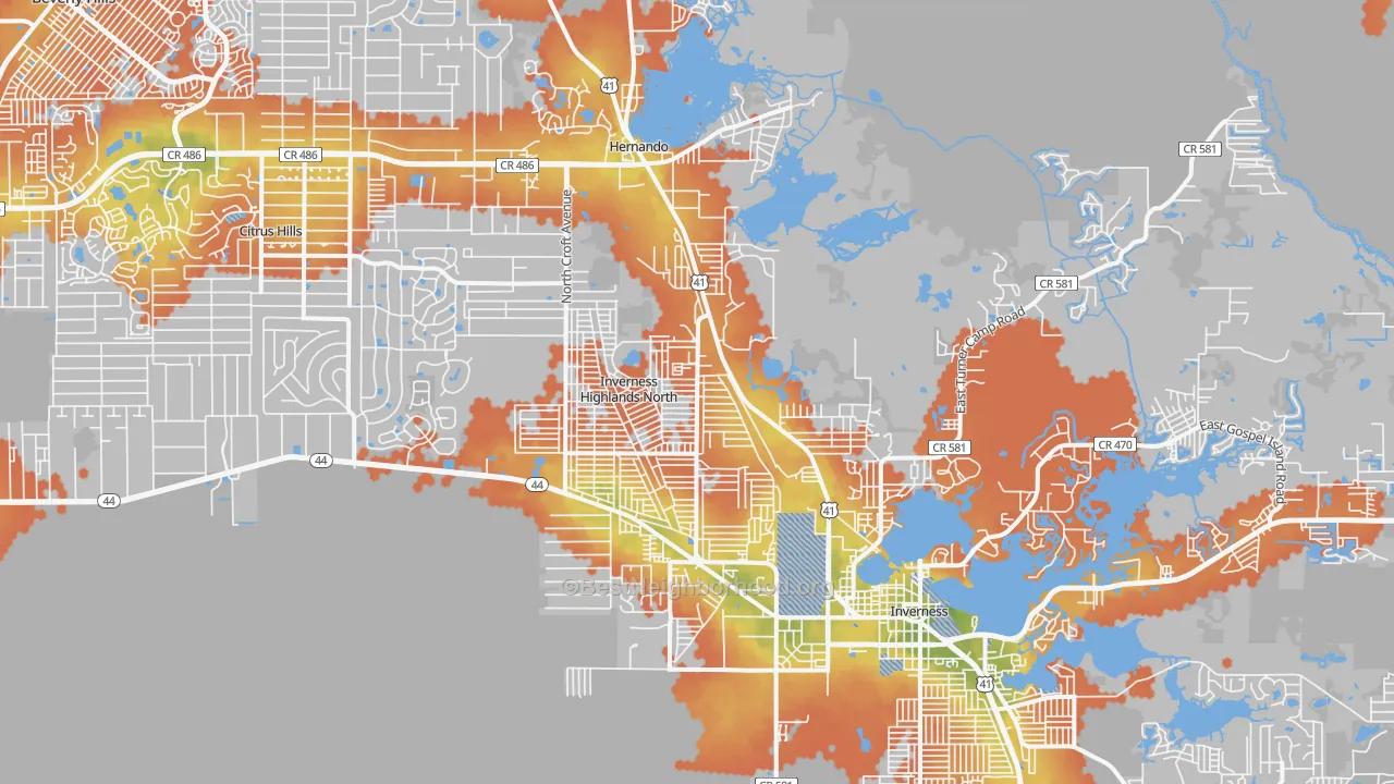 Bike Grade map of 34453, FL