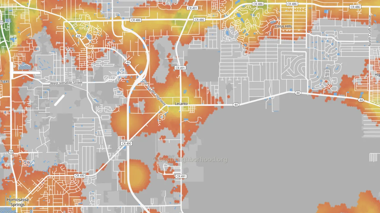 Bike Grade map of 34461, FL