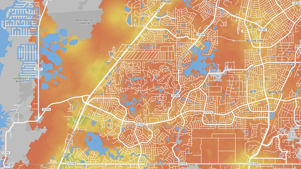 Bike Grade map of 34606, FL