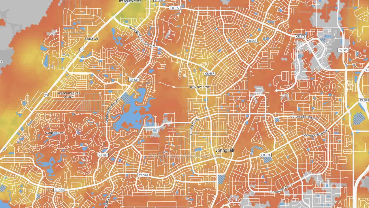 Bike Grade map of 34608, FL