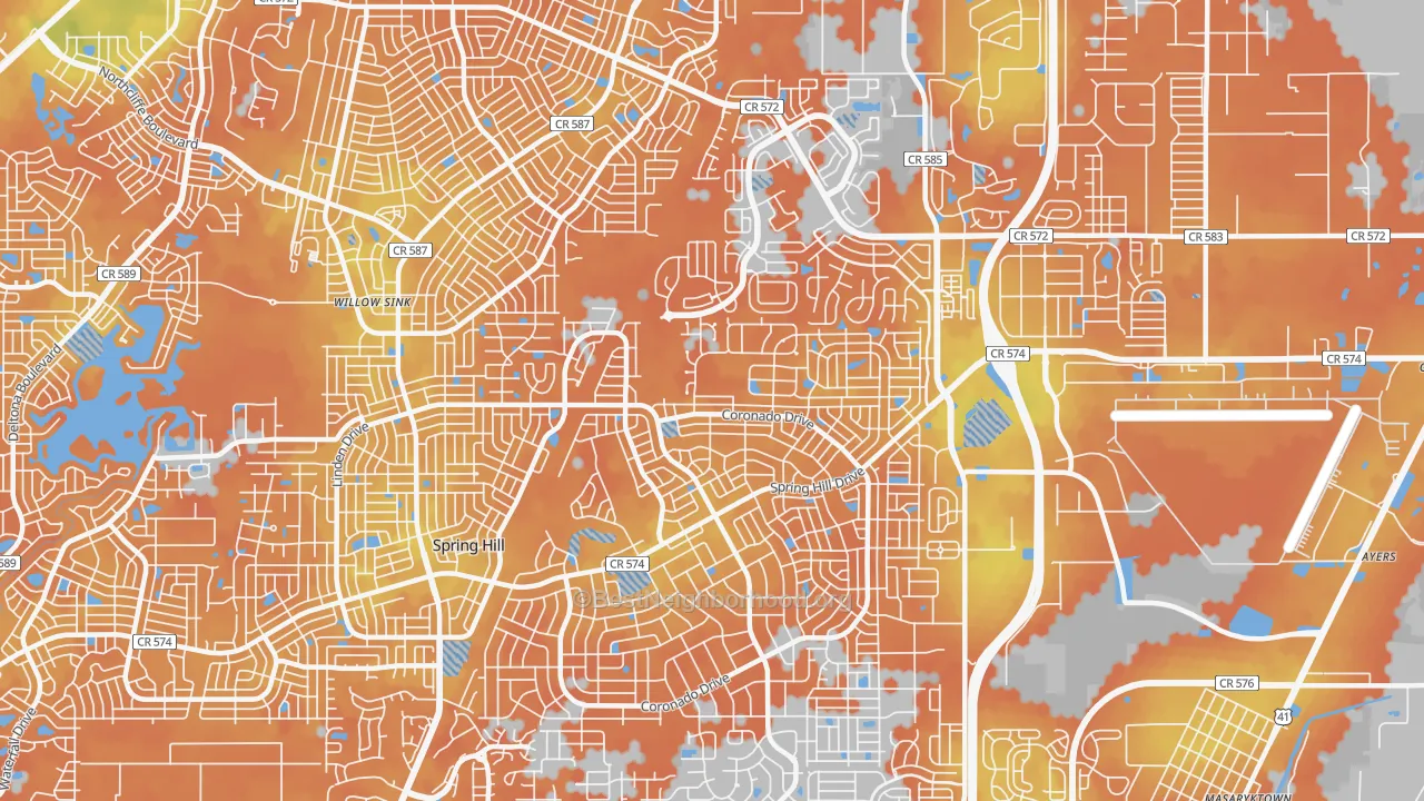 Bike Grade map of 34609, FL
