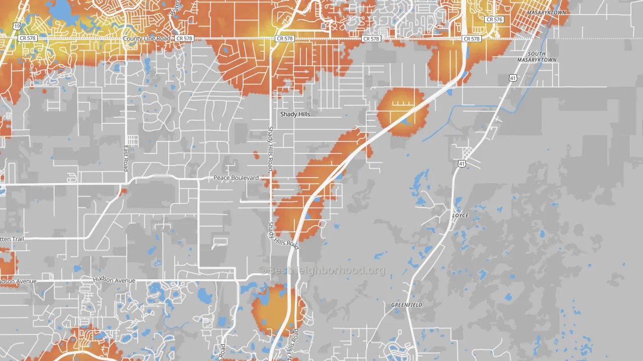 Bike Grade map of 34610, FL