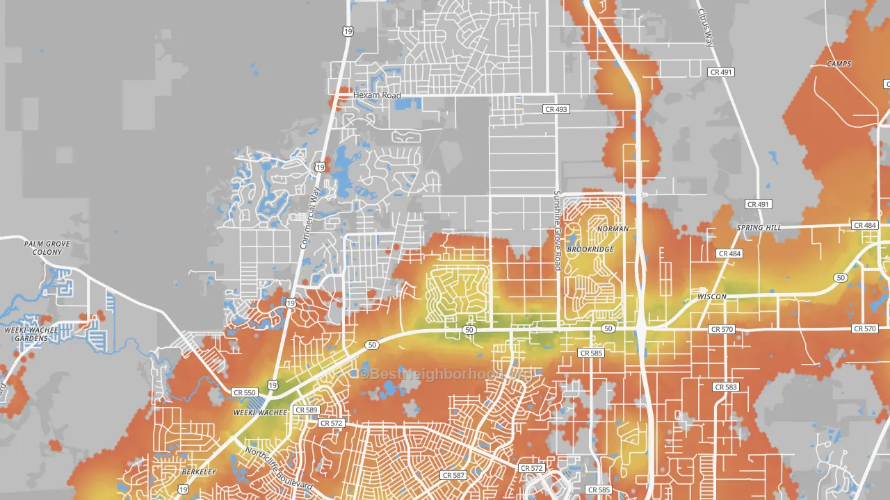 Bike Grade map of 34613, FL