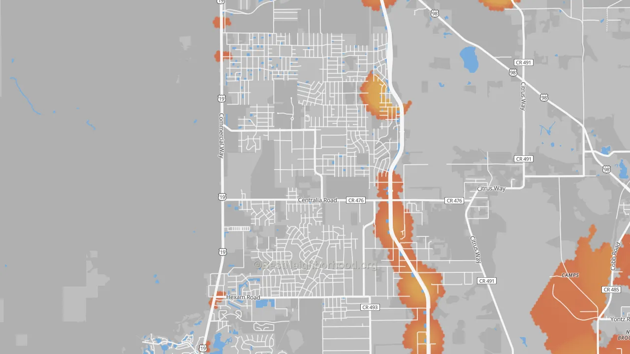 Bike Grade map of 34614, FL