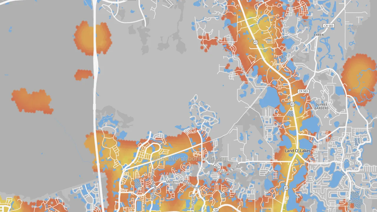 Bike Grade map of 34638, FL