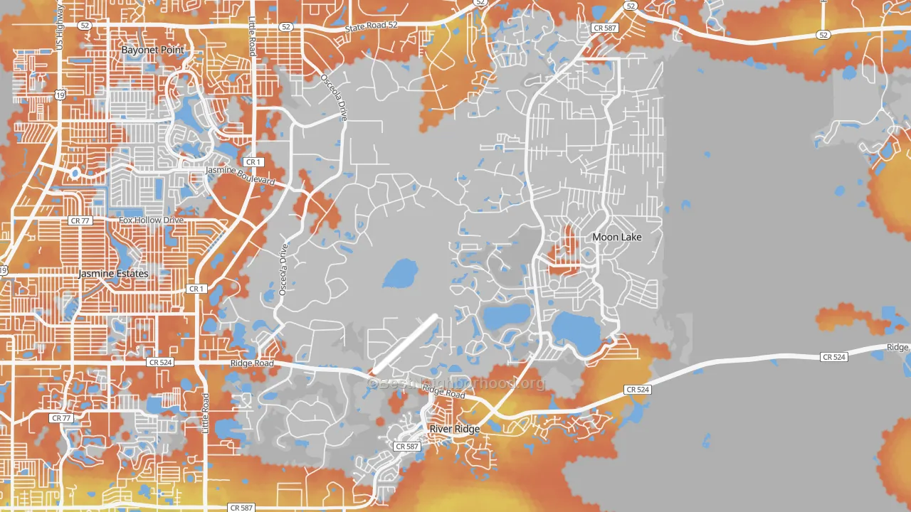 Bike Grade map of 34654, FL