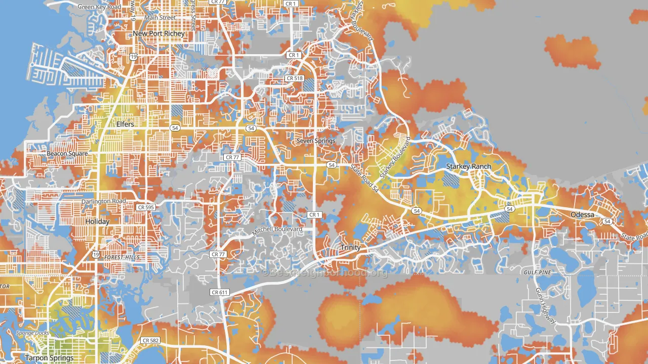 Bike Grade map of 34655, FL
