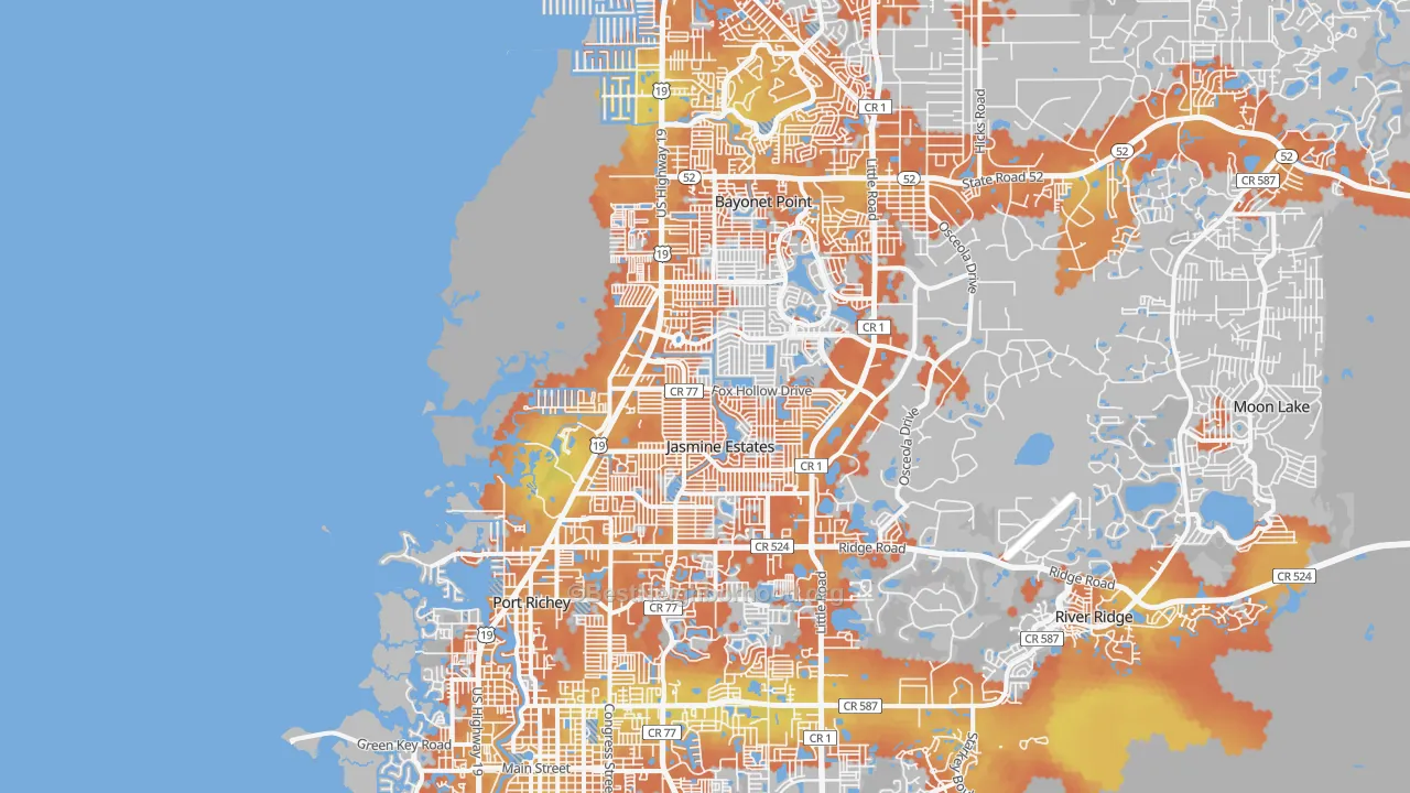 Bike Grade map of 34668, FL