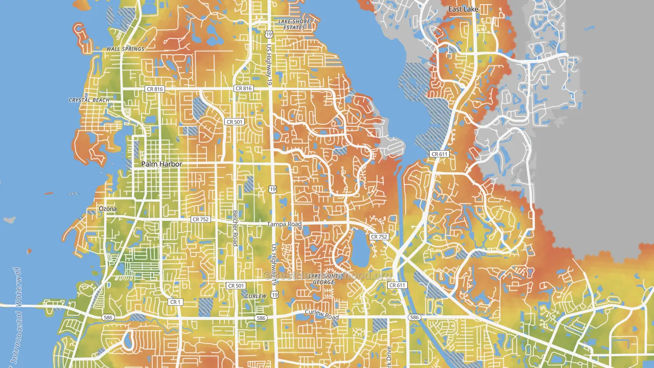 Bike Grade map of 34684, FL