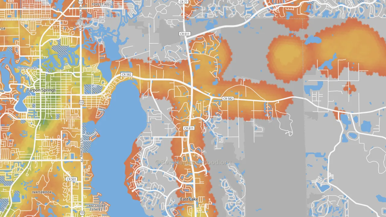 Bike Grade map of 34688, FL