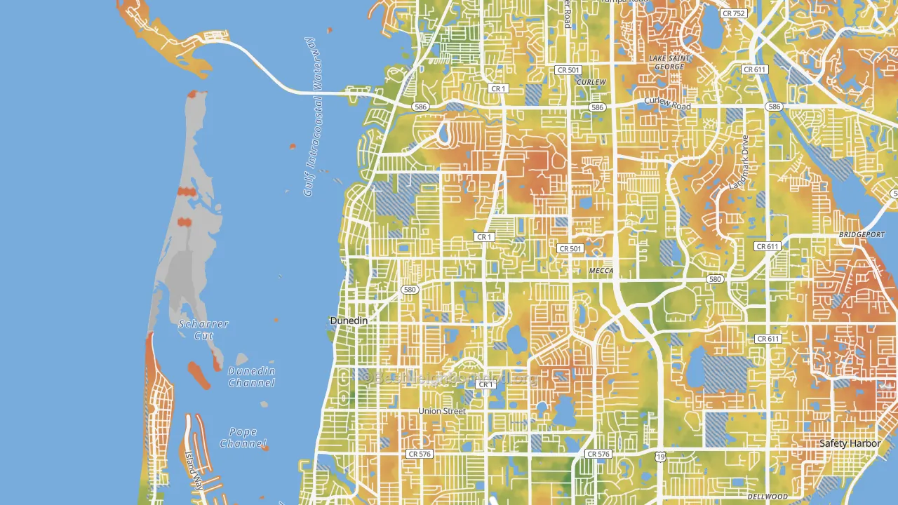Bike Grade map of 34698, FL