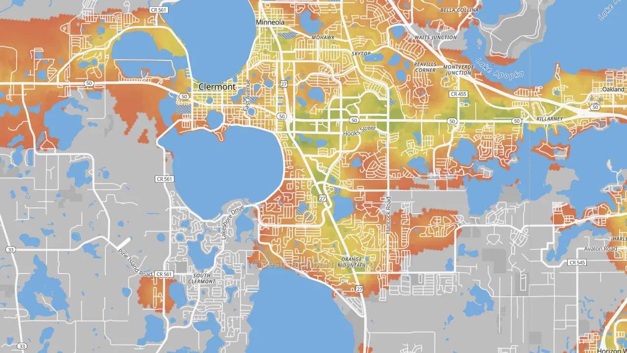 Bike Grade map of 34711, FL