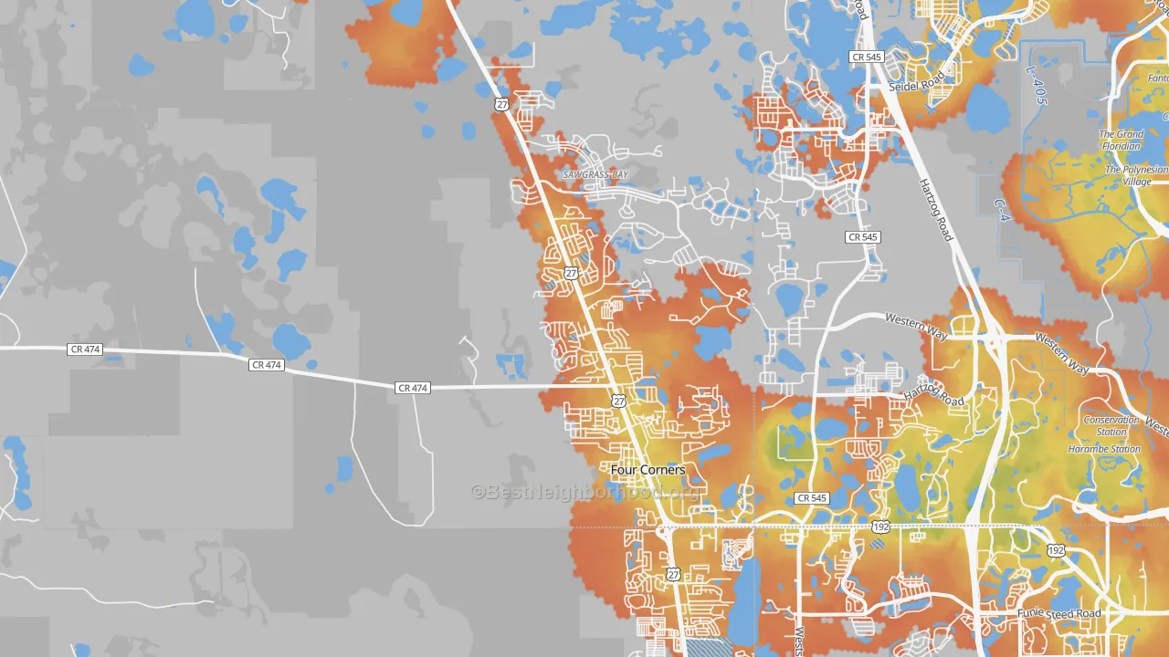 Bike Grade map of 34714, FL