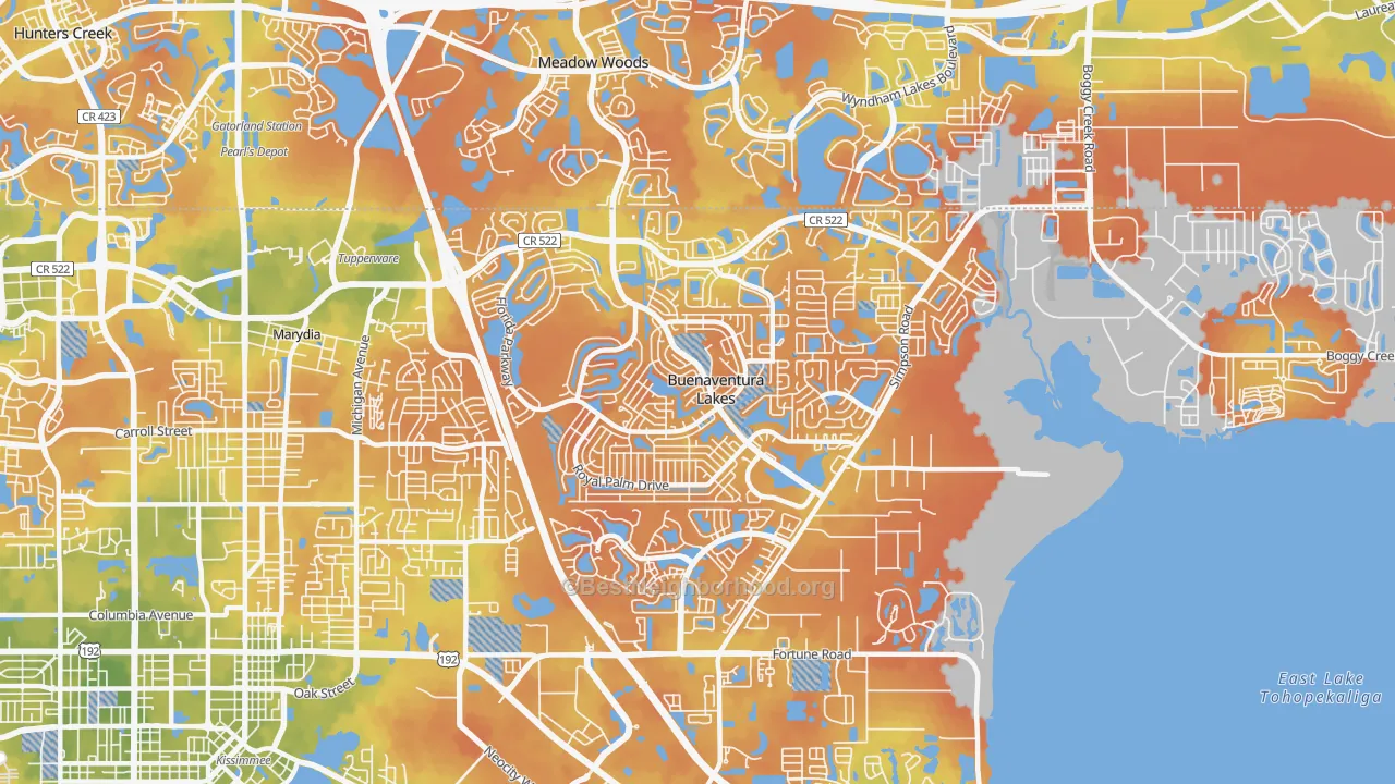 Bike Grade map of 34743, FL