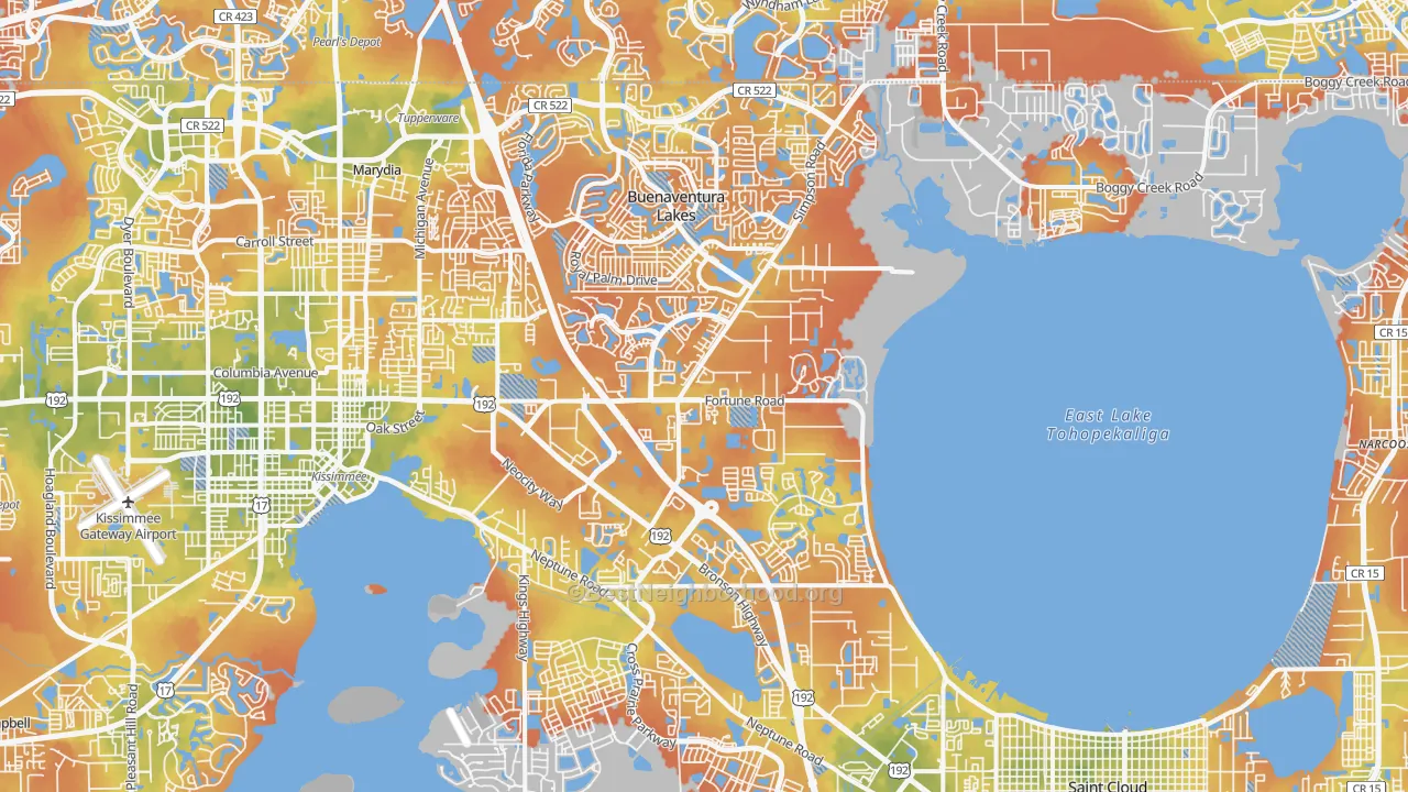 Bike Grade map of 34744, FL