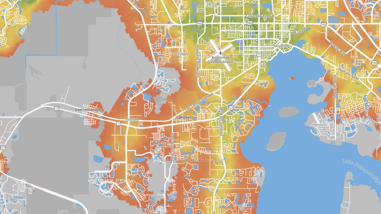 Bike Grade map of 34746, FL