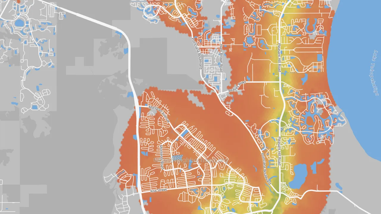 Bike Grade map of 34758, FL
