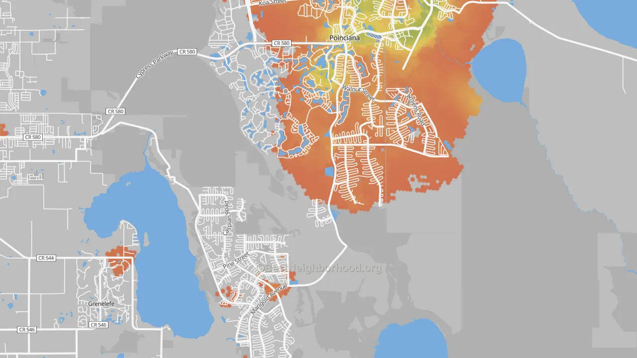 Bike Grade map of 34759, FL