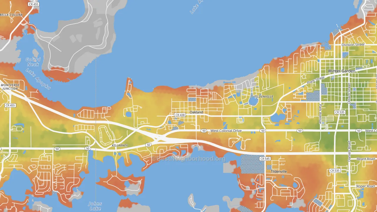 Bike Grade map of 34760, FL