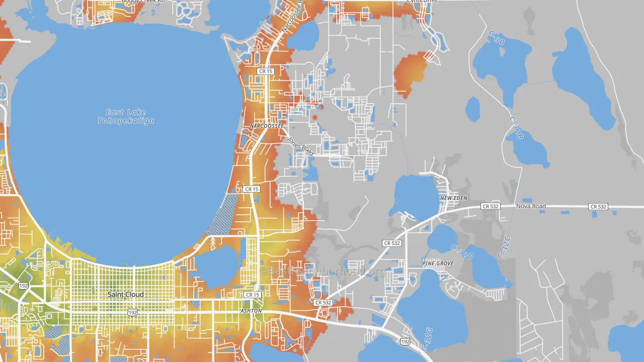 Bike Grade map of 34771, FL
