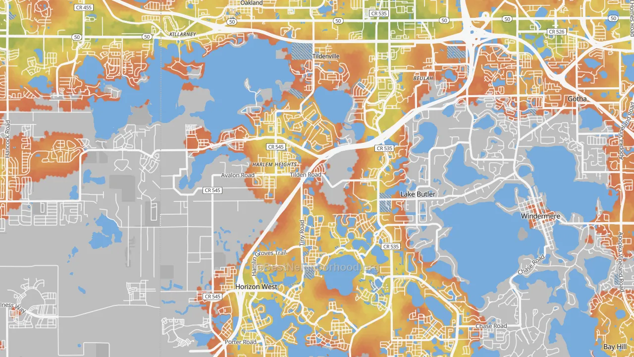 Bike Grade map of 34787, FL