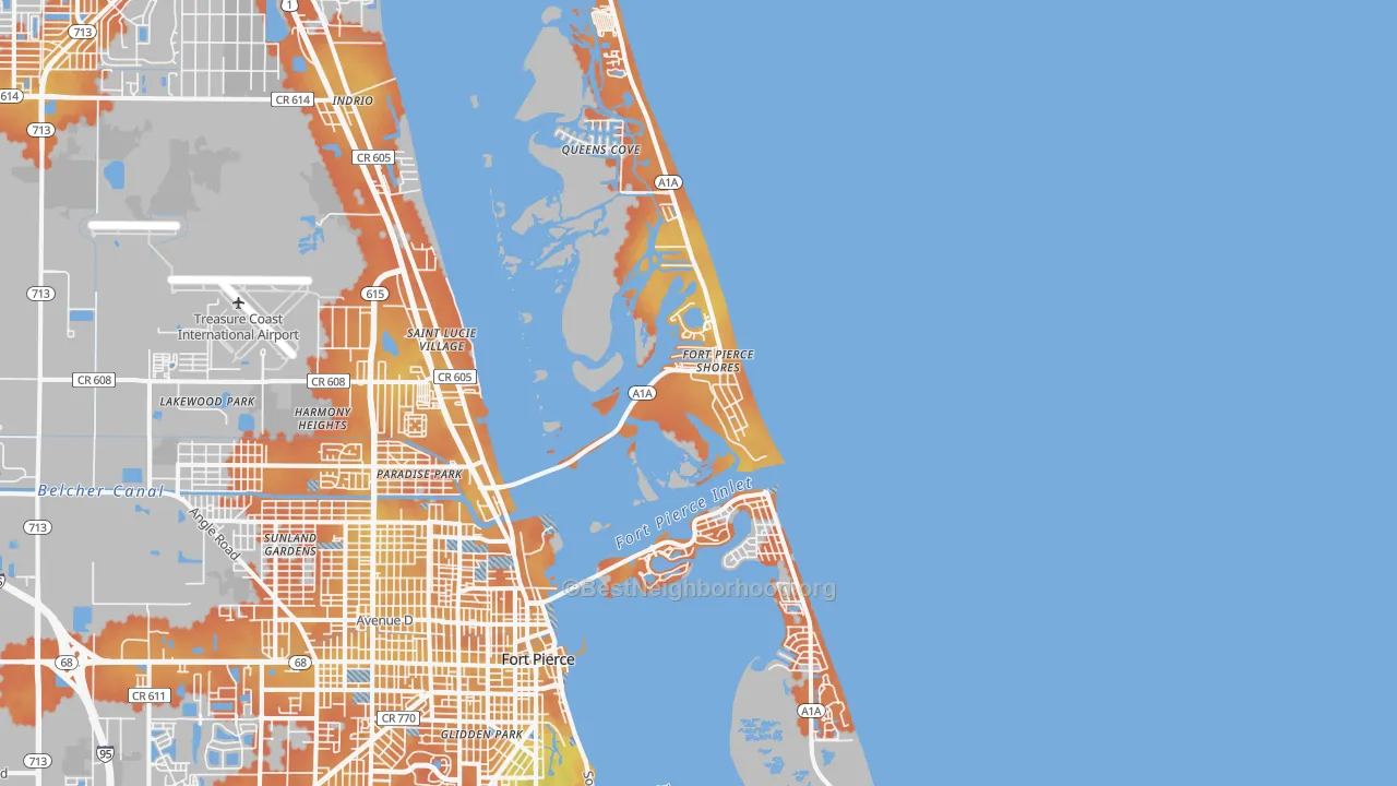 Bike Grade map of 34949, FL