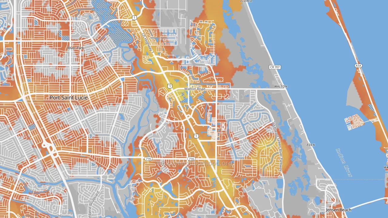 Bike Grade map of 34952, FL