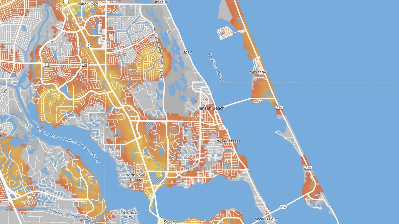 Bike Grade map of 34957, FL