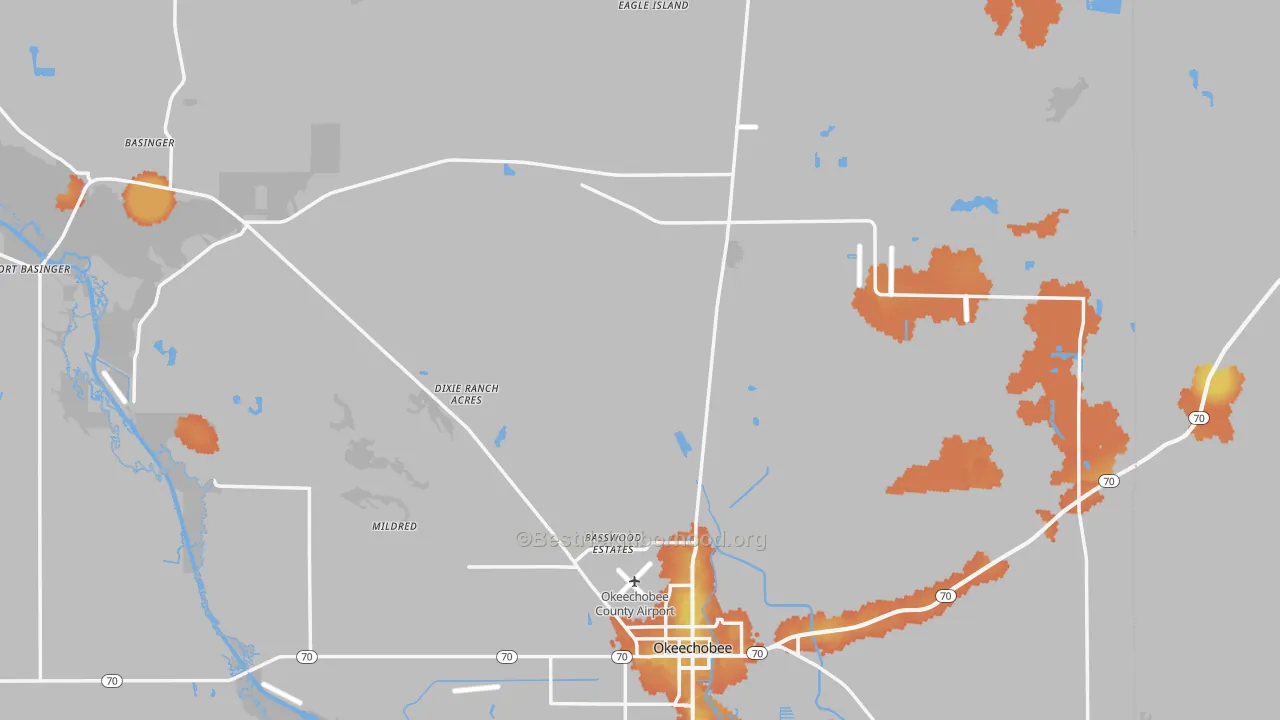 Bike Grade map of 34972, FL