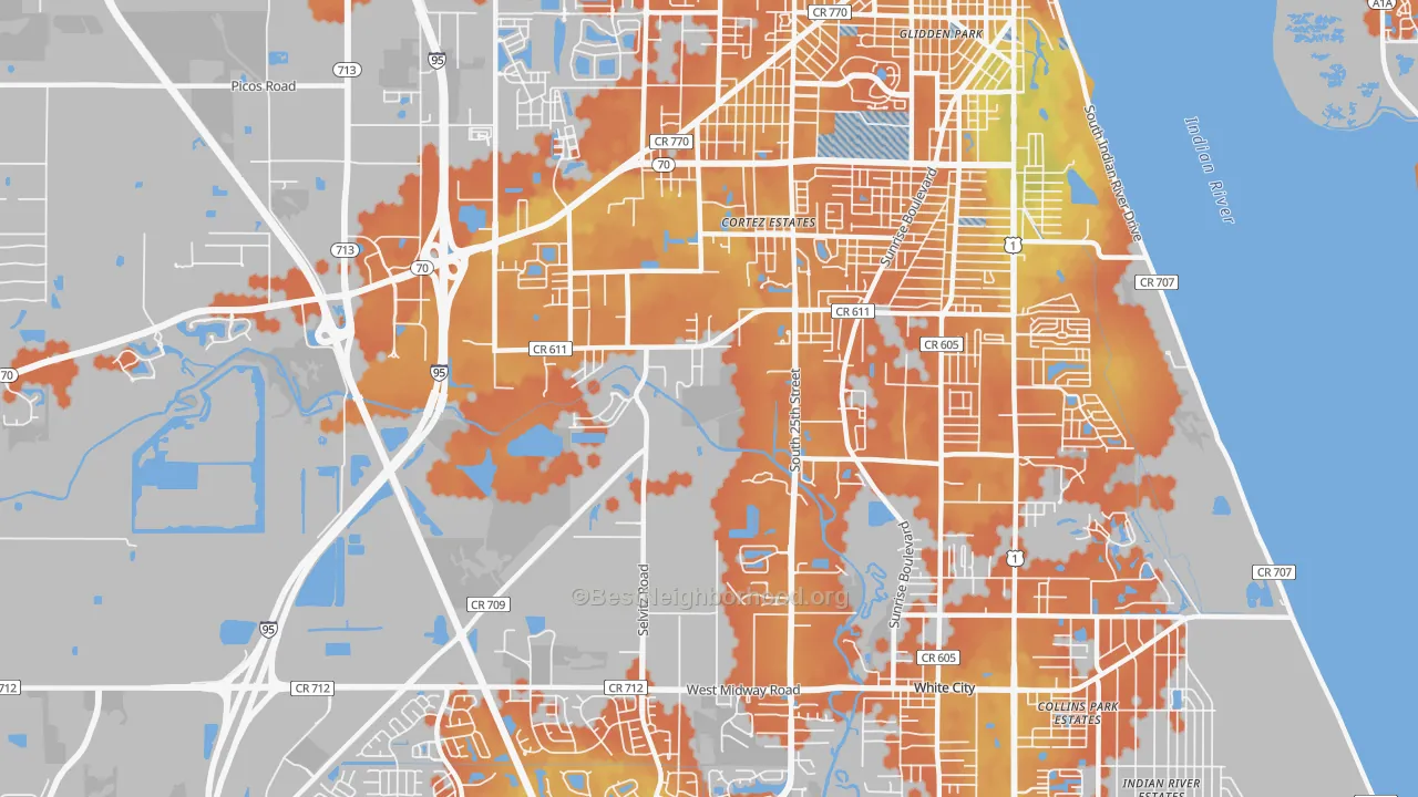 Bike Grade map of 34981, FL