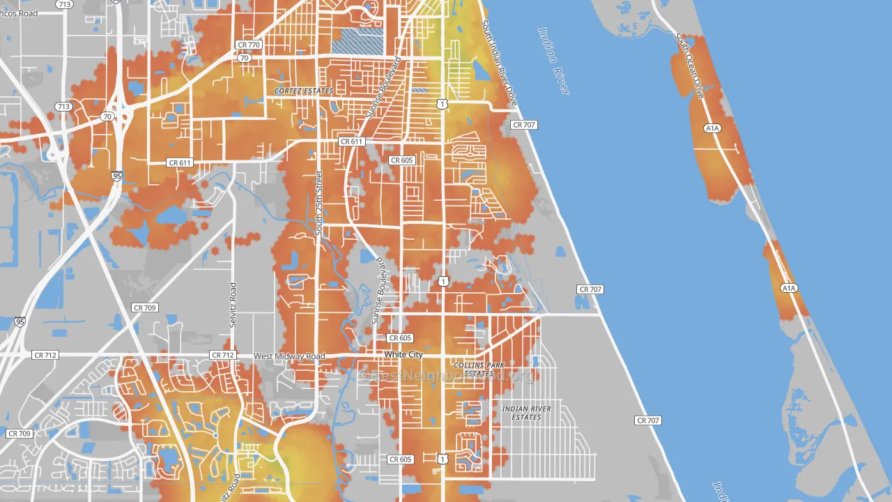 Bike Grade map of 34982, FL