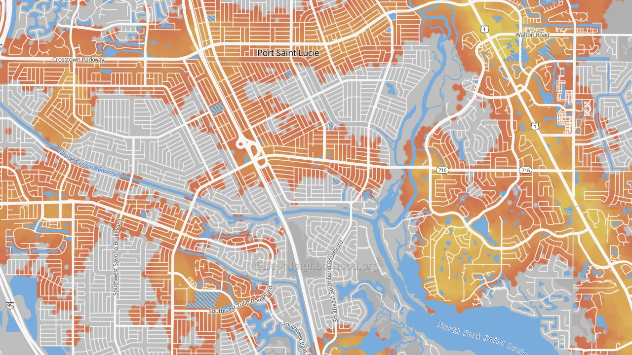 Bike Grade map of 34984, FL