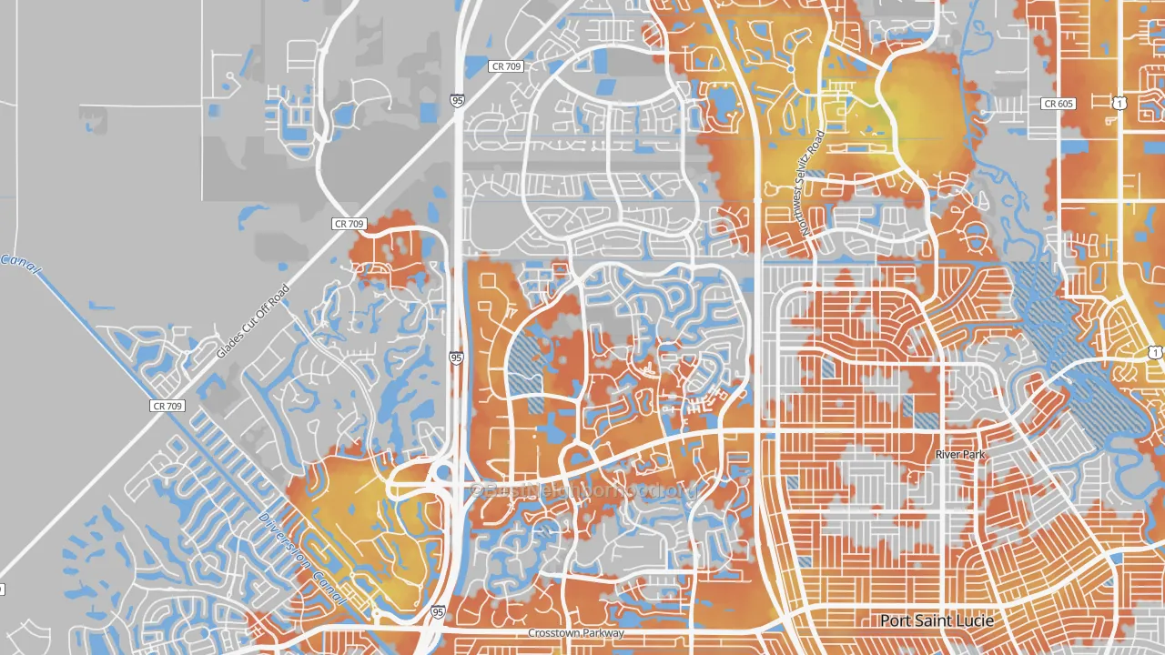 Bike Grade map of 34986, FL