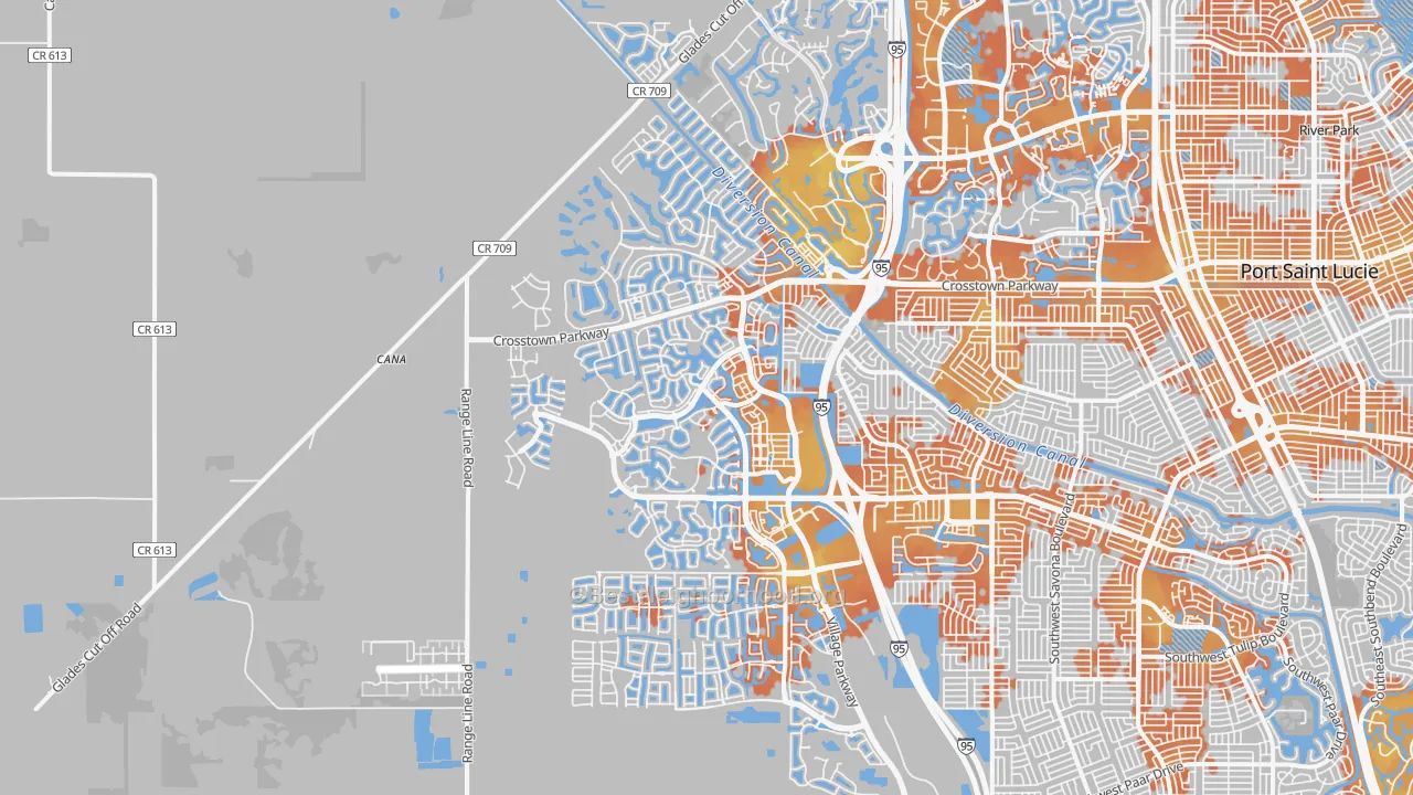 Bike Grade map of 34987, FL