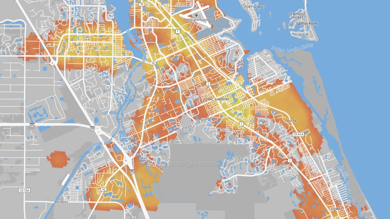 Bike Grade map of 34997, FL