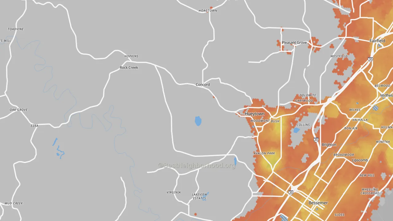Bike Grade map of 35023, AL