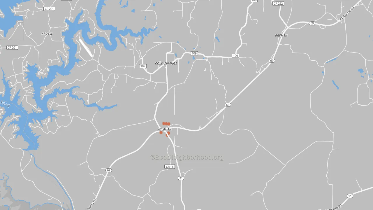 Bike Grade map of 35033, AL