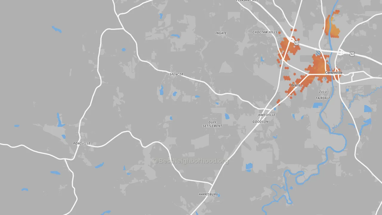Bike Grade map of 35034, AL