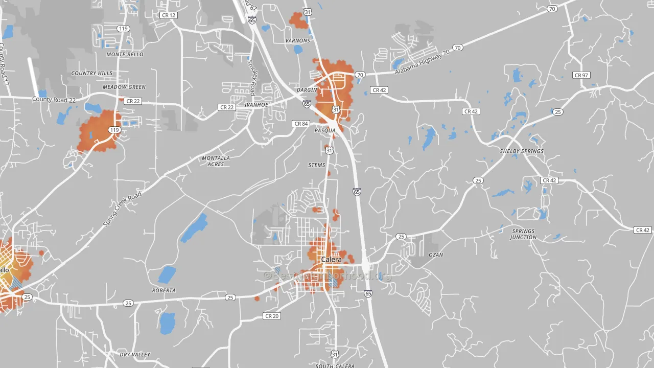 Bike Grade map of 35040, AL