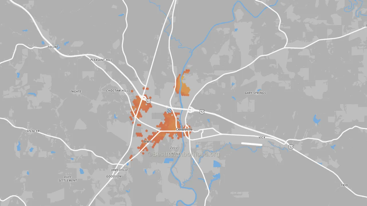 Bike Grade map of 35042, AL