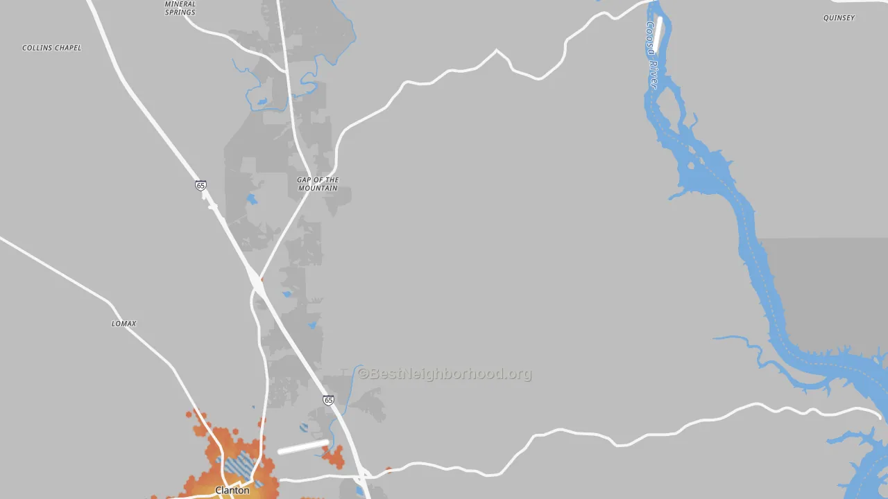 Bike Grade map of 35046, AL