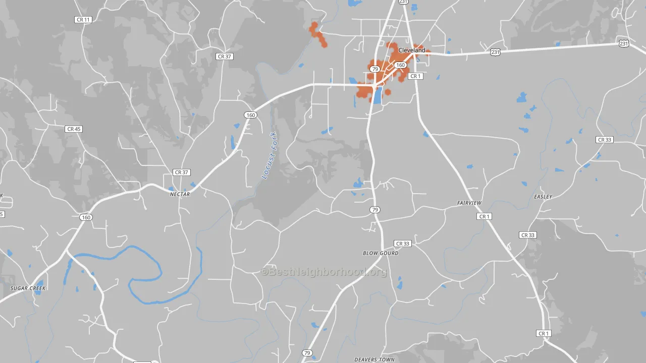 Bike Grade map of 35049, AL