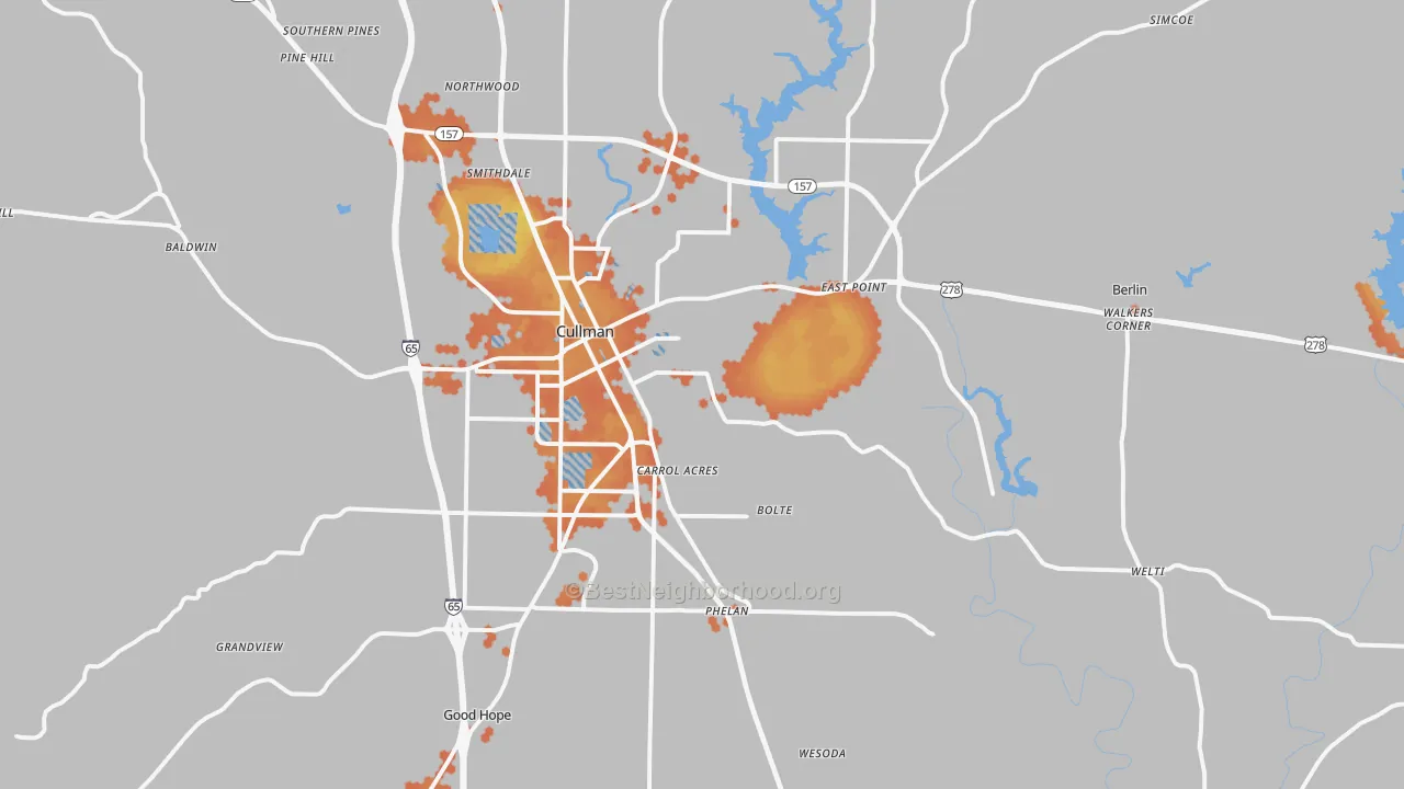 Bike Grade map of 35055, AL