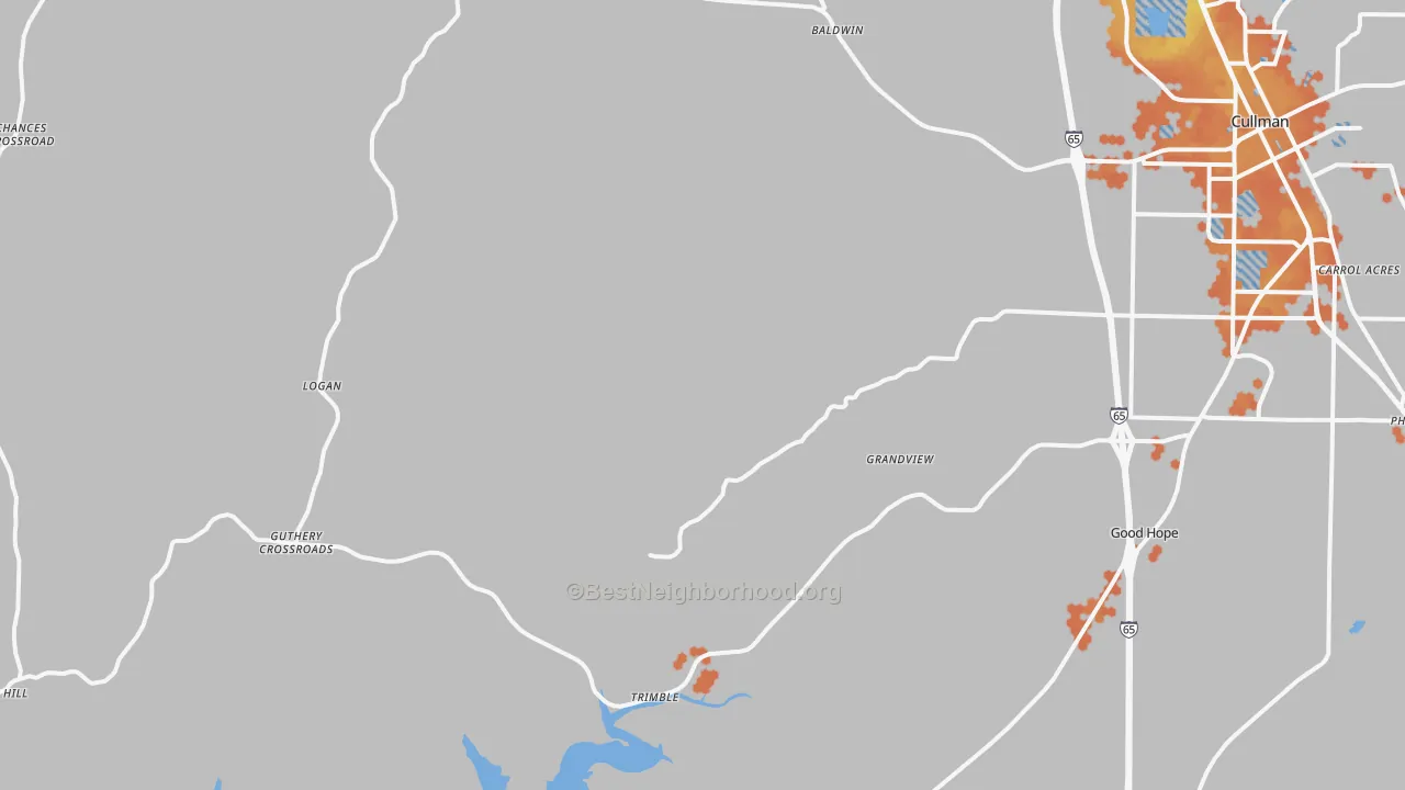 Bike Grade map of 35057, AL