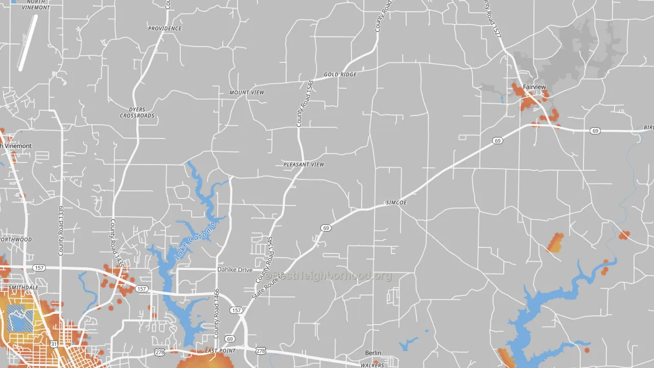Bike Grade map of 35058, AL